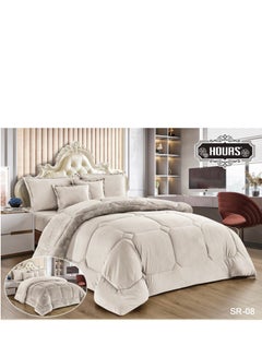 Buy Double-Sided Square Quilt Set Velvet And Fur Winter 6 Pieces king Size Two Twins in Saudi Arabia