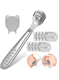 Buy Foot Scraper Stainless Steel Files Care Pedicure Dead Hard Skin Remover Tool With 10 Blades For Wet And Dry Feet in Saudi Arabia