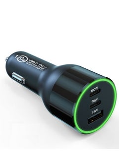 Buy 120W Type C Car Charger, QC5.0 PD3.0 PPS 3 Ports Super-Fast Charging Car Charger for all models iPhone including iPhone 15, Android phones, Tabs IPads MacBook  Laptops in UAE