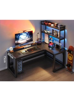 Buy Computer and Multifunction Table Home Office Workstation with Storage Rack 140X100 cm (Right Corner) in UAE