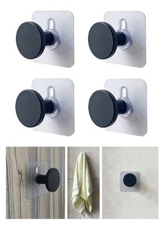 Buy 4 Pack Alloy Matte Black Hooks with Transparent PVC Glue Bathroom Kitchen Heavy Duty Self Adhesive Hooks in UAE