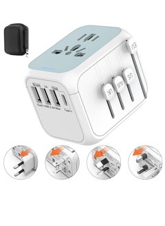 اشتري Power Adapter Travel charger, International Wall Charger AC Plug Adaptor with 3 USB And 1 Type-C，4 Plug Types for USA EU UK AUS, with Storage Bag في السعودية