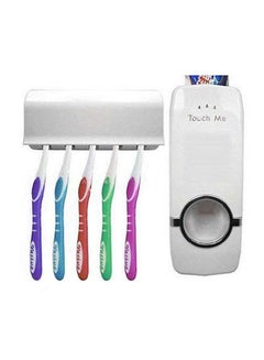 اشتري Toothpaste Dispenser with 5 Toothbrush Holders and Wall Mounted Holder, White في مصر