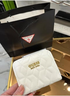 Buy Guess Elenia Quilted Design Mini Wallet White in UAE