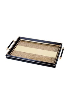 Buy Gold-colored wooden serving tray with a floor of golden crystals with a black hand in Saudi Arabia