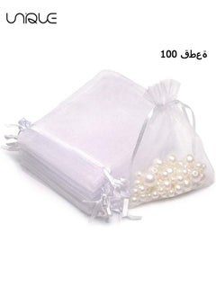 Buy 100Pcs Package 8 x 10CM Sheer Drawstring Organza Jewelry Pouches Wedding Party Favor Gift Bags, Little Mesh Gift Pouches Mini Candy Bags for Small Presents Jewelry Earrings in Saudi Arabia