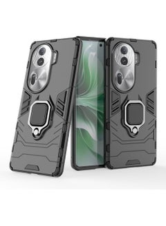 Buy For Phone Case for Oppo reno 11 Heavy Duty Dual Layer Shockproof Cover with Magnetic Ring Kickstand (Black)… in Egypt
