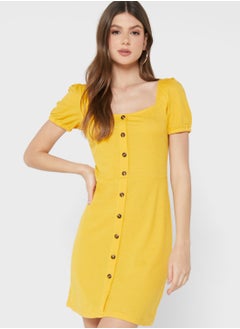 Buy Square Neck Button Detail Dress in Saudi Arabia