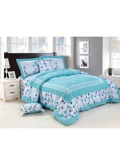 Buy Soft Bed Comforter Set Summer Quilt Lightweight Microfiber Bedspread Floral Pattern Coverlet for All Seasons Twin Quilt Set Single Bedding 4pcs in Saudi Arabia