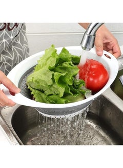 اشتري Silicone Food Strainer with Plastic Handles Vegetable and Fruit Kitchen Draining Pasta Foldable في مصر