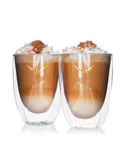 Buy Double Walled Thermo Glass Mug 350ml Set of 2 in UAE
