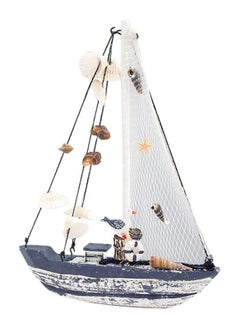 Buy Wooden Sailboat Model Seagull Seashell Sailboat Decoration Wooden Sailing Boat Model Nautical Gift Tabletop Ornament for Home Decoration Size S in UAE