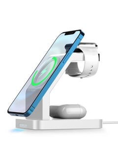 Buy 3in1 15w Wireless Charging Stand White in UAE