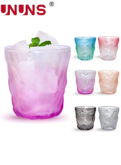 Buy 6Pcs Glacier Drinking Glasses, Glacier Glass Cups, Vintage Glass Coffee Cups, Romantic Water Glasses Tumblers Hammered Glacier Beverage Tumblers for Beverages, Juice, Water in Saudi Arabia