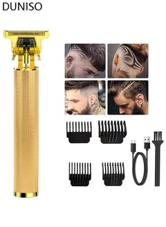 اشتري Professional Hair Trimmer Zero Gapped T-Blade Close Cutting Hair Clippers for Men Rechargeable Cordless Trimmers for Haircut Beard Shaver Barbershop 4 Combs Gold في السعودية