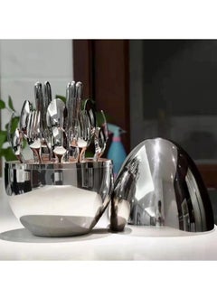 Buy Premium Cutlery Set 24 Pcs with Oval Shaped Stand Beautiful Stylish Oval Designed Cutlery Sets in Egypt