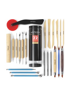 Buy Arteza Pottery Tools & Clay Sculpting Tools Set of 22 Pieces in PET Storage Tube for Clay Pottery in UAE