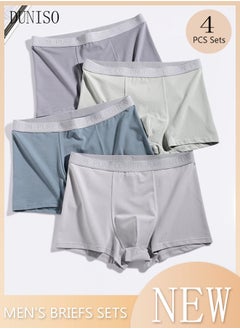 Buy 4 Packs Men's Briefs Set Cotton Underwear Breathable and Comfortable Underpants with High Elastic Waistband Boxer Briefs for Teenager Multi-Colors in Saudi Arabia