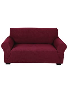 Buy High Stretch 2-Seater Sofa Cover Soft Brushed Fabric Couch Cover Exquisitely Full Coverage Furniture Protector Slipcover Two Seater Fits on Standard and Recliner Sofa 145-178cm Size Burgundy in UAE