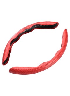 Buy Universal Carbon Fiber Steering Wheel Cover, Safety Non-slip Auto Parts Protective Wheel Cover (Red) in UAE