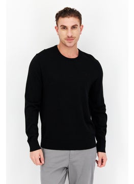 Buy Men Long Sleeve Brand Logo Sweater, Black in UAE