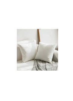 Buy A pillow set consisting of 2 square pieces, white color, made of soft microfiber filling, size 45 * 45 in Saudi Arabia