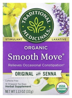 Buy Organic Smooth Move Original with Senna Caffeine Free 16 Wrapped Tea Bags 1.13 oz (32 g) in UAE