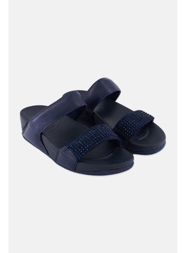 اشتري Women Slip On Embellished Sandals, Navy Blue في السعودية