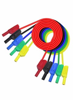 Buy 5pcs 4mm Banana to Plug Stackable Wire Test Cable Lead for Home Laboratory Multimeter (Mixed Color) in Saudi Arabia