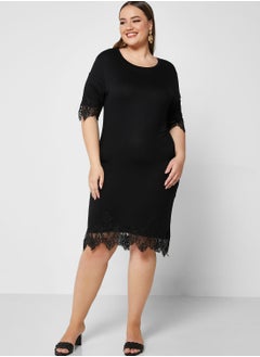 Buy Lace Hem Detail T-Shirt Dress in UAE