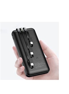 اشتري 10000.0 mAh Power Bank with 3 Wire In-Built Charging Cable And LCD Display Black في مصر