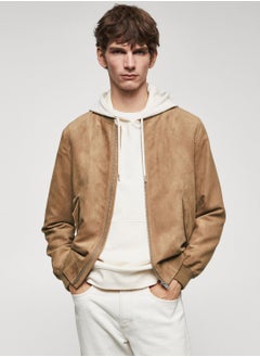 Buy Suede Effect Bomber Jacket in UAE