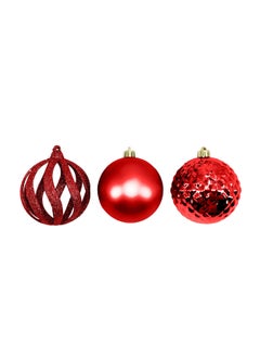 Buy Christmas Baubles Red 8cm 9Pcs/Box in UAE