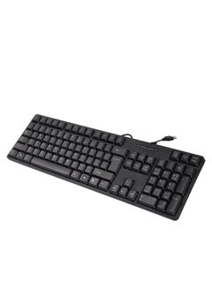 Buy USB Wired Keyboard with Full Range of 107 Keys,USB Plug and Play,Arabic&English Layout Black For PC/Laptop in UAE