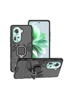 اشتري Case for Oppo Reno 11 5G Case Heavy Duty Dual Layer Military Grade Shockproof Protective Cover with Magnetic Ring Kickstand - Black في مصر