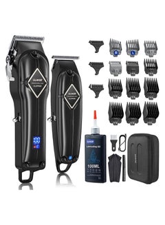 Buy Professional Hair Clippers and T-Blade Trimmer, Cordless Mens Hair Clippers for Women Kids, Barber Clippers Rechargeable Fading Clippers with 15PCS Guards in UAE