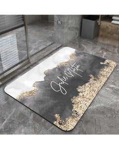 اشتري 1-Piece Bathroom Marble Super Water Absorbent Pattern Rug Anti-Slip Floor Mat Diatom Mud 60x40 cm في الامارات