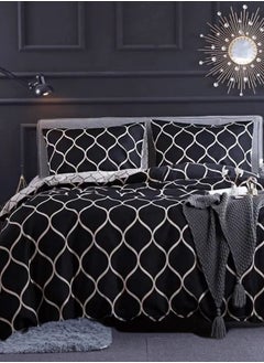 اشتري Variance Sizes Geometric Pattern Duvet Cover Set Black color Bedding Set في الامارات