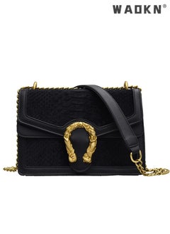 Buy Women's Trendy Texture Shoulder Bag, Ladies Fashionable Crocodile Crossbody Bag Sling Bag Side Bag, PU Leather Chain Carry Bag Handbag Gift Bag（Black) in UAE