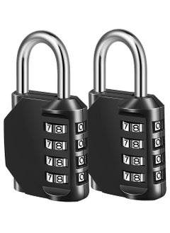 Buy Combination Lock, 4 Digit Combination Padlock for School Gym Sports Locker, Fence, Toolbox, Case, Hasp Cabinet Storage (2 Pack, Black) in Saudi Arabia