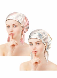 اشتري Shower Cap 2 Pcs Women Silk Bonnet Satin Hair for Sleeping  Smooth Soft Hat في السعودية