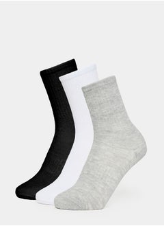 Buy Pack of 3 - Solid Crew Length Socks in Saudi Arabia