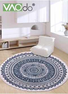 Buy Round Area Rug Imitation Cashmere Chic Decorative Boho Mandala Circle Rug with Tassels Washable Indoor Floor Throw Area Rug with Tassels for Living Room Kid Playroom Nursery Room in UAE