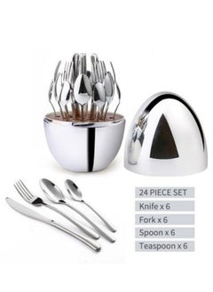 اشتري 24-Piece Stainless Steel Tableware Set Egg Shaped Dinner Set في السعودية