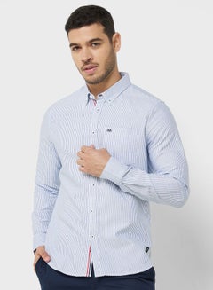 Buy Men White Relaxed Striped Cotton Casual Sustainable Shirt in Saudi Arabia