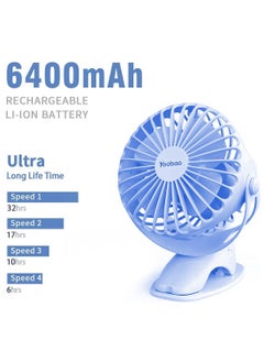 Buy Yoobao Portable Rechargeable Fan 6400 Mah Big Capacity Mini Usb Fan Rechargeable Car Battery Fan Mute YBF04Blue in UAE