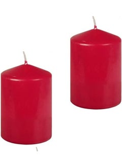 Buy Premium Quality Red Pillar Candles,SPA Candles,Party Candles,Unscented Candles,Decorative Candles (Pack of 2) in UAE