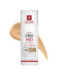 Buy EltaMD UV Clear Facial Sunscreen SPF 46 - For Skin Types Prone To Acne, Rosacea & Hyperpigmentation - Tinted 48g/1.7oz Cream in UAE