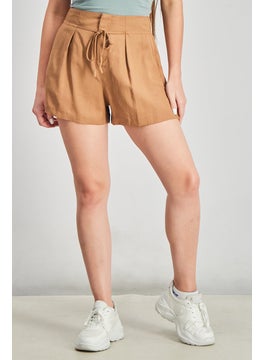 اشتري Women Drawstring Solid Basic Short, Caramel Camel في السعودية