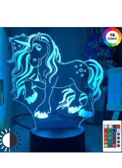 Buy Multicolour 3D Illusion Lamp LED Night Light Unicorn Baby Color Changing USB Battery for Kids Child Girl Room Decor Unicorn Gift Children's Sleep Lamp in UAE